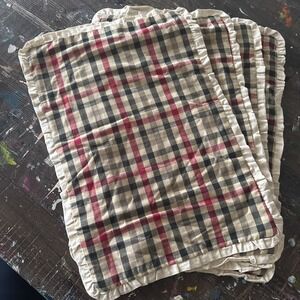 Set 4 Cotton Linen Placemats Plaid Ruffle Cottagecore Shabby Chic